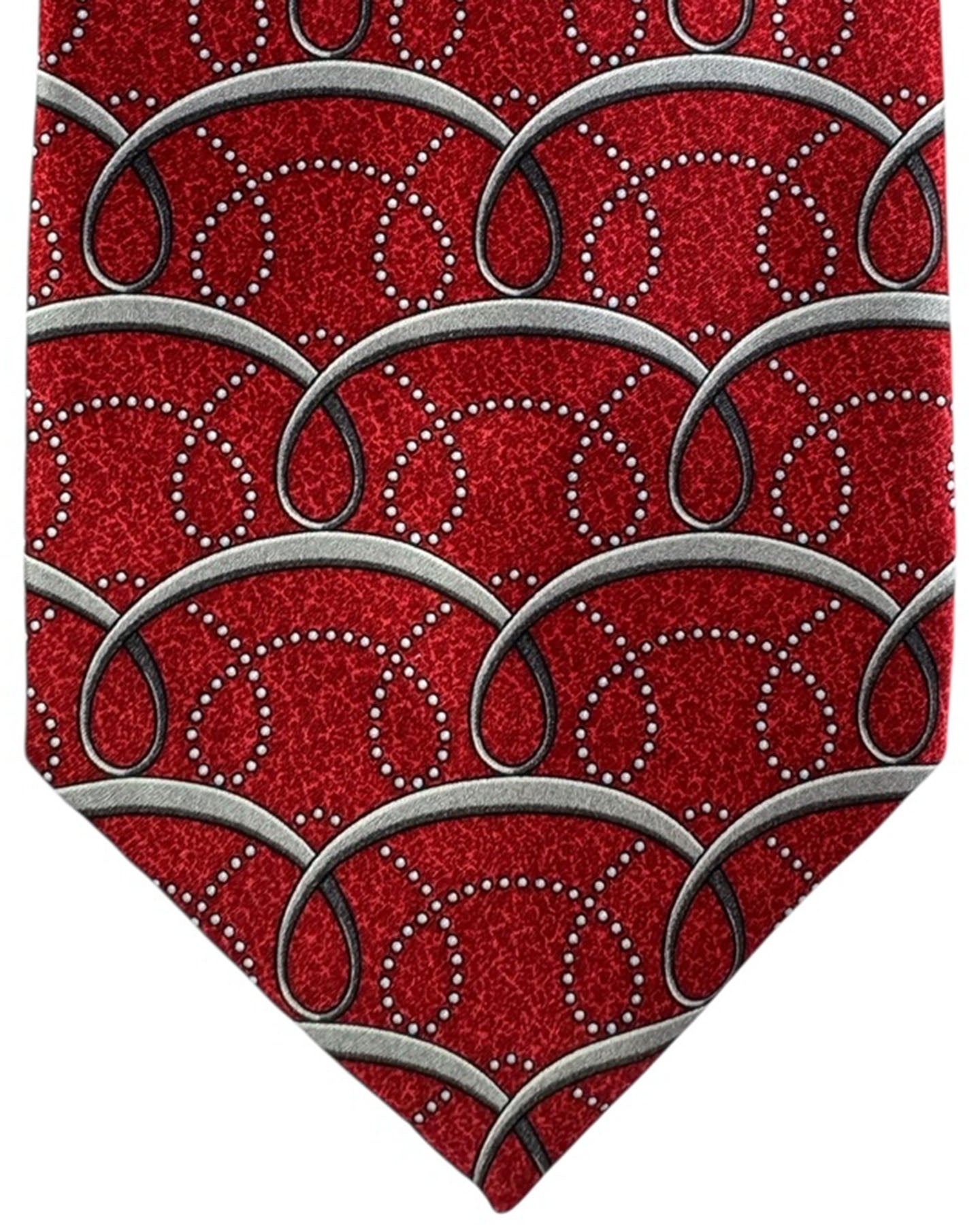 Zilli Sevenfold Tie  Red And Gray Arch Pattern