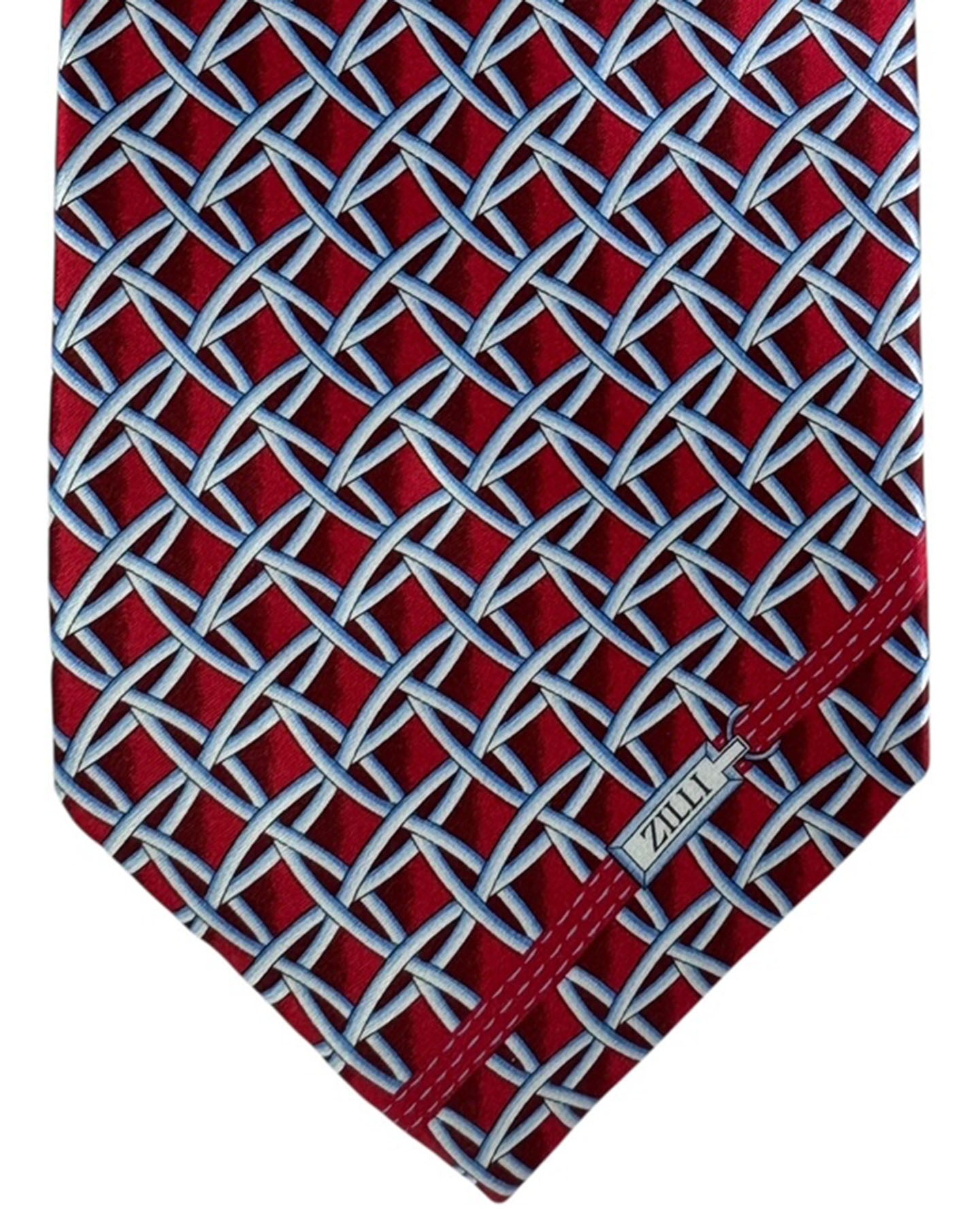 Zilli Sevenfold Tie  Red And Blue Basket Weave