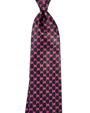Zilli Tie Gray Pink Geometric - Extra Long Necktie