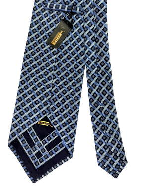 Zilli Tie Blue Silver Woven Lattice - Extra Long Necktie