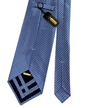 Zilli Tie Blue Micro Square Pattern- Extra Long Necktie