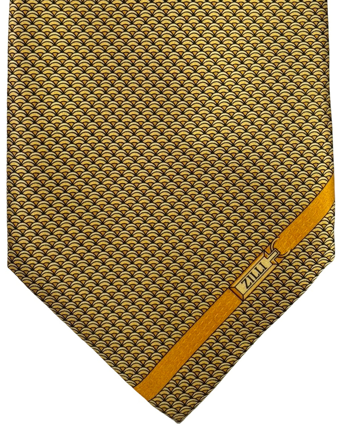 Zilli Tie Gold Scallop Scale Pattern- Extra Long Necktie