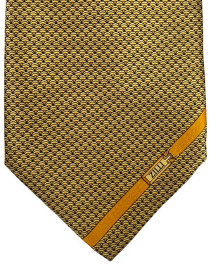 Zilli Tie Gold Scallop Scale Pattern- Extra Long Necktie