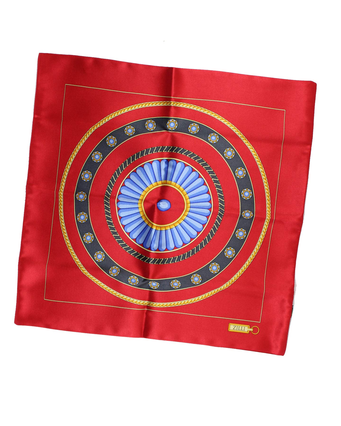 Zilli Silk Pocket Square Red Design - Hand Made In Italy SALE