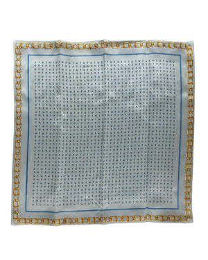 Zilli Silk Pocket Square Gray Blue Gold Design