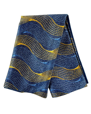 Zilli Silk Pocket Square Midnight Blue Orange Gold Swirly SALE