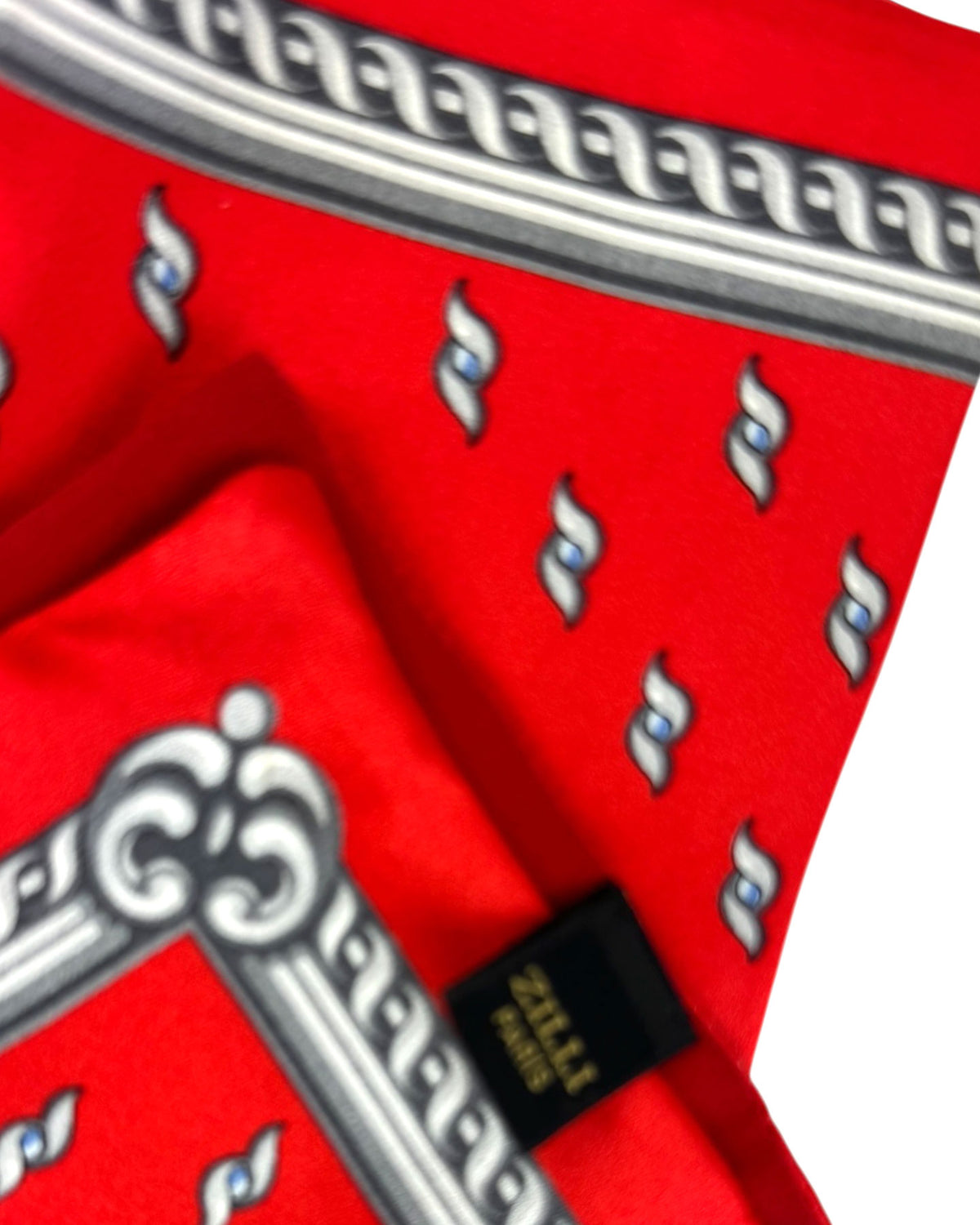 Zilli Silk Pocket Square Red Design SALE