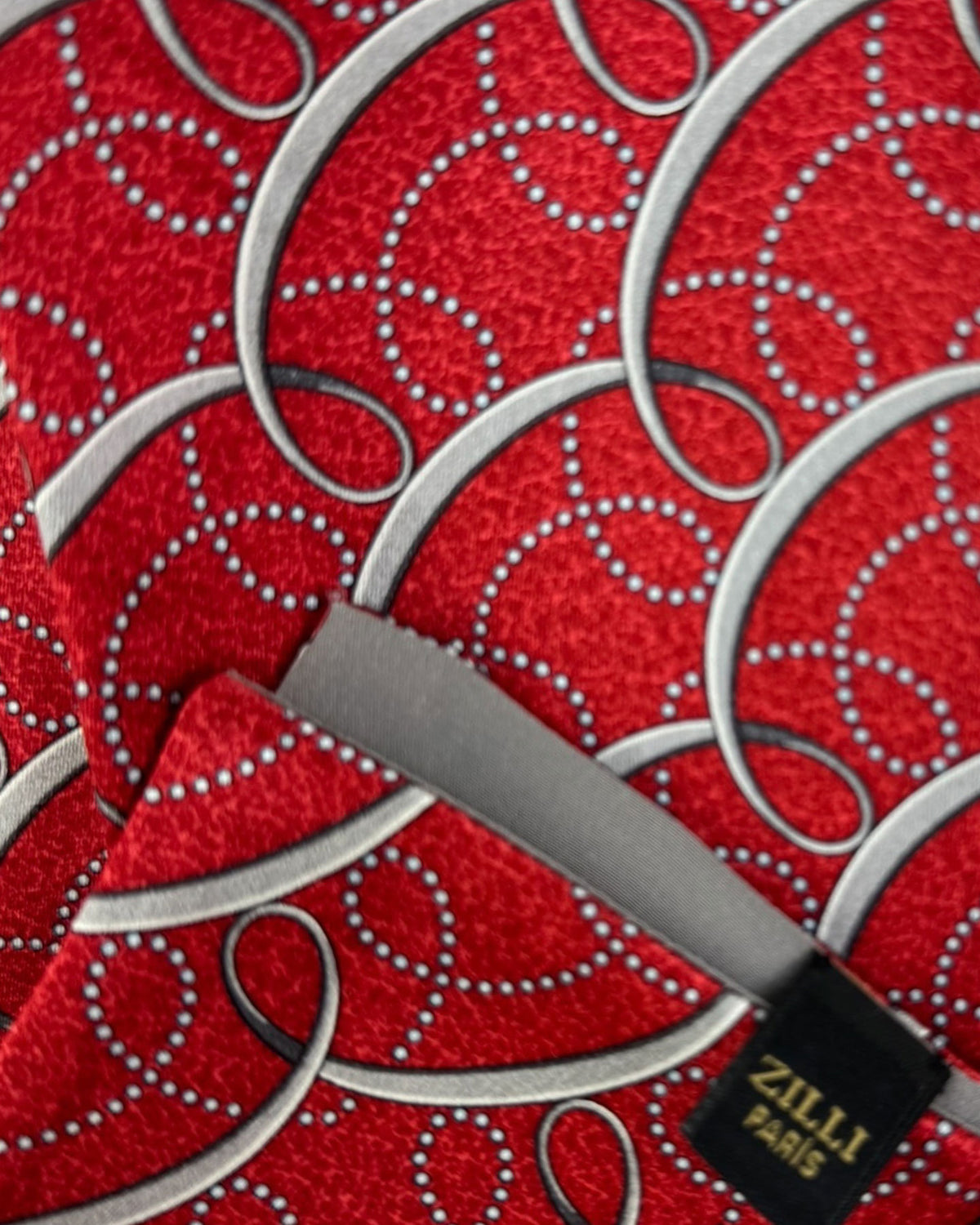 Zilli Silk Pocket Square Bordeaux Gray Swirl Design SALE