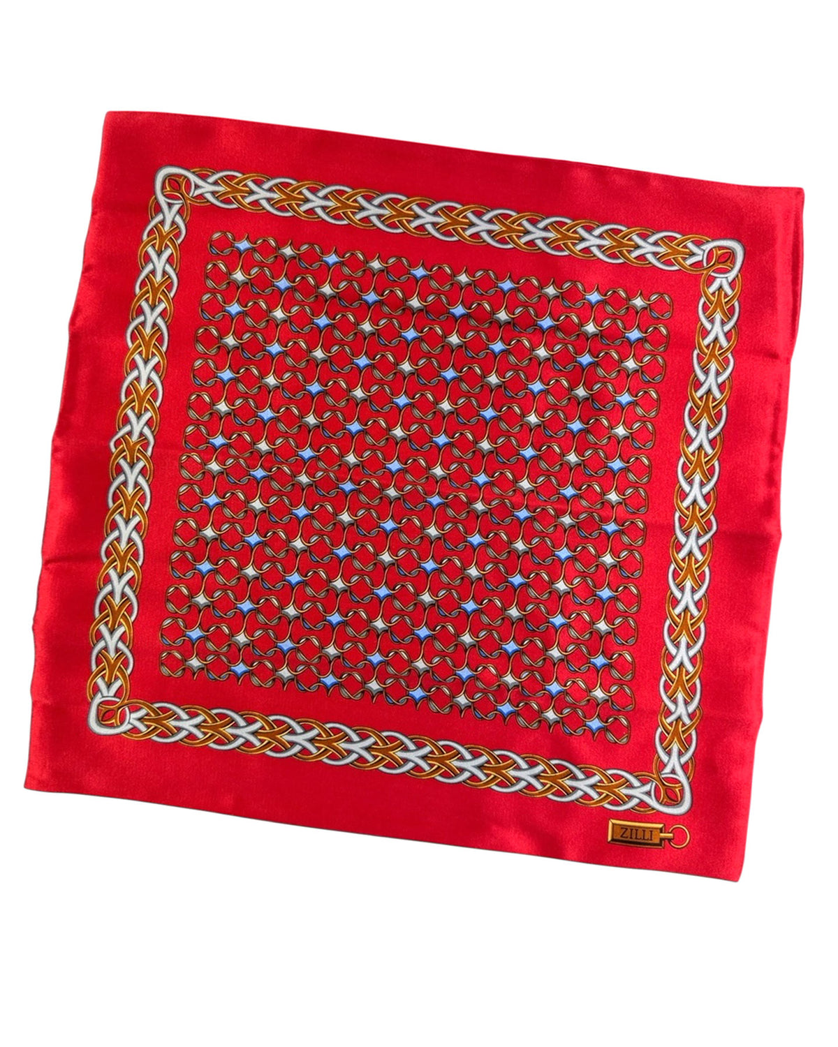 Zilli Silk Pocket Square Red Design BLACK FRIDAY SALE