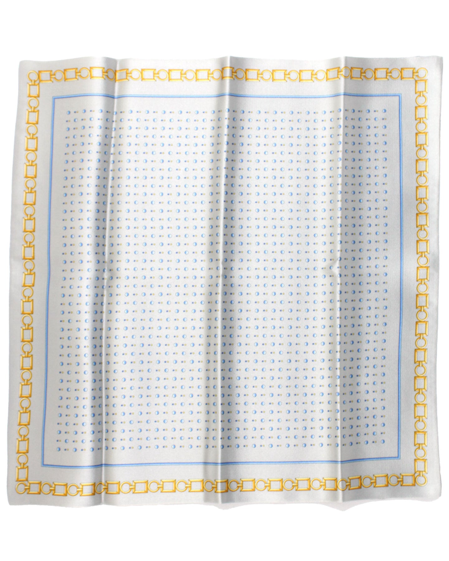 Zilli Pocket Square Gray Gold Blue Geometric Micro Shapes