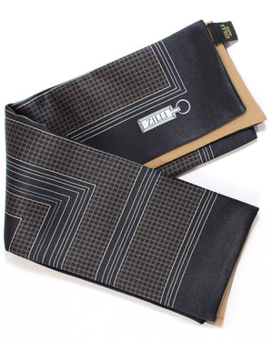 Zilli Pocket Square Black Brown Houndstooth