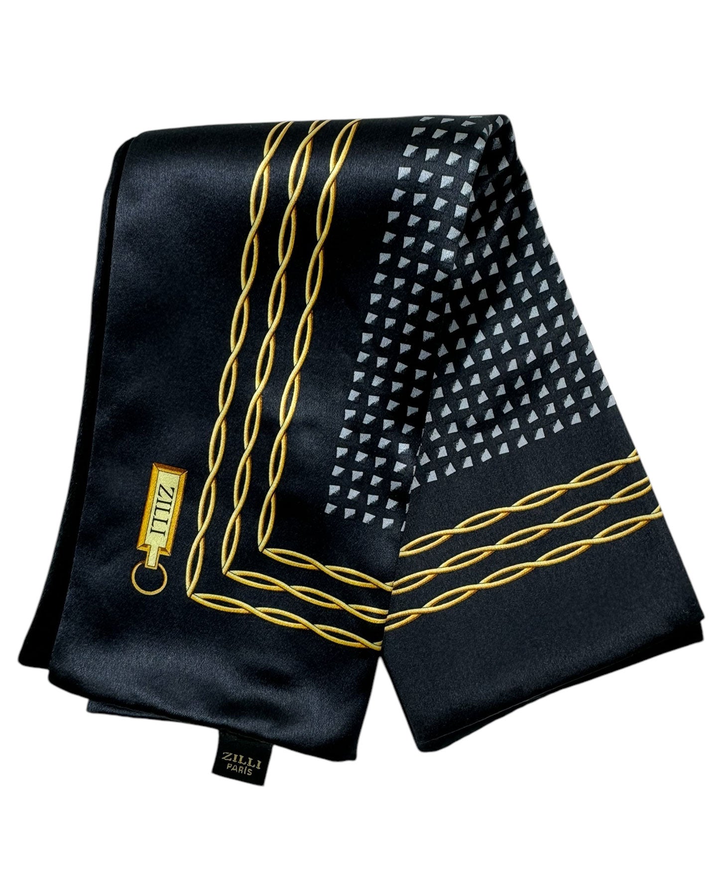 Zilli Pocket Square Black Gold Gray Design