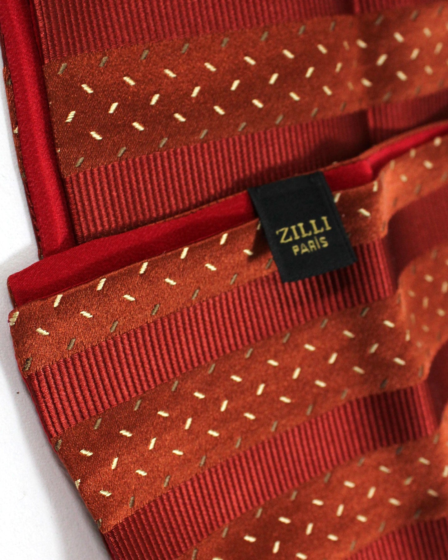 Zilli Pocket Square Maroon Stripes