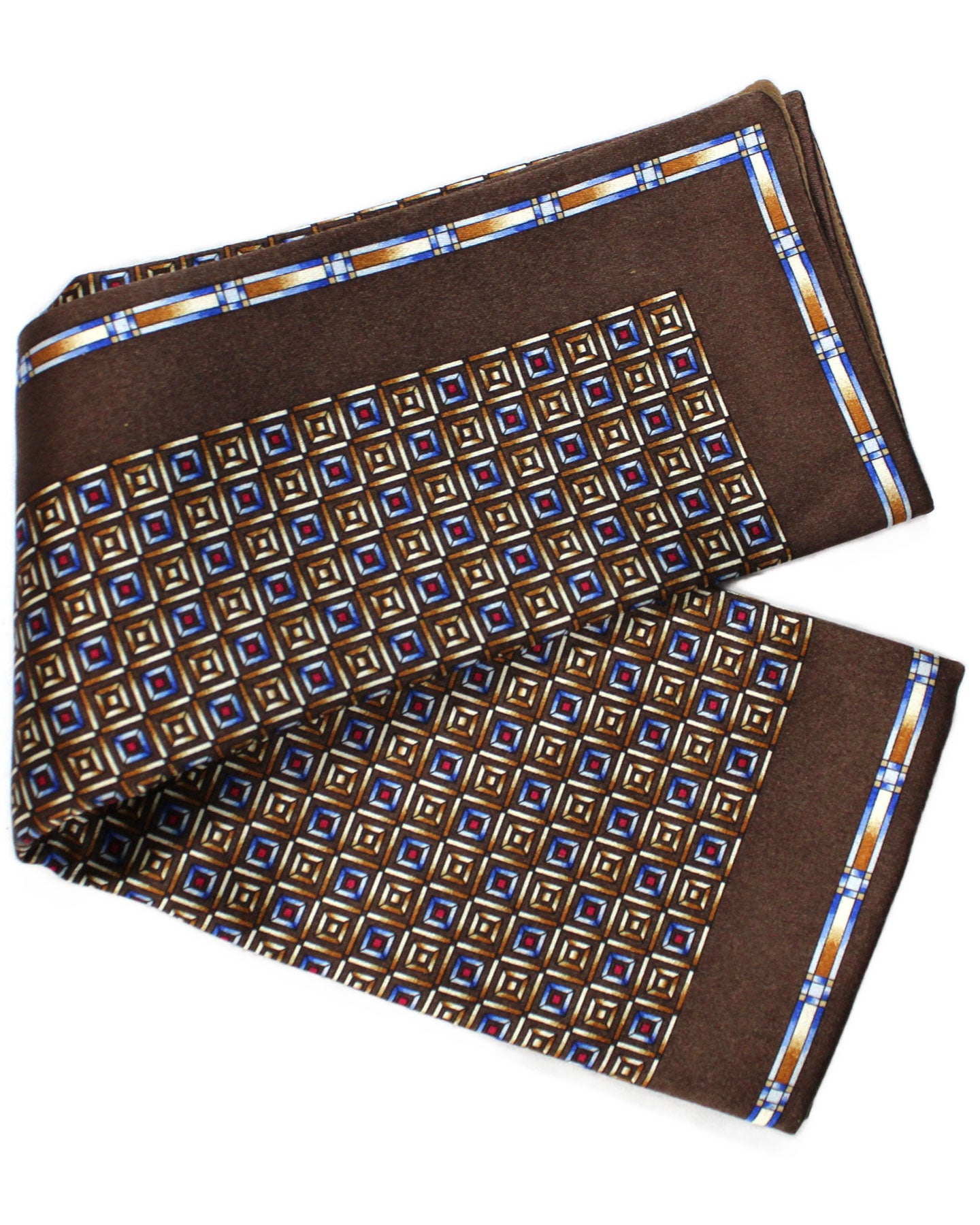 Zilli Pocket Square Brown Geometric 