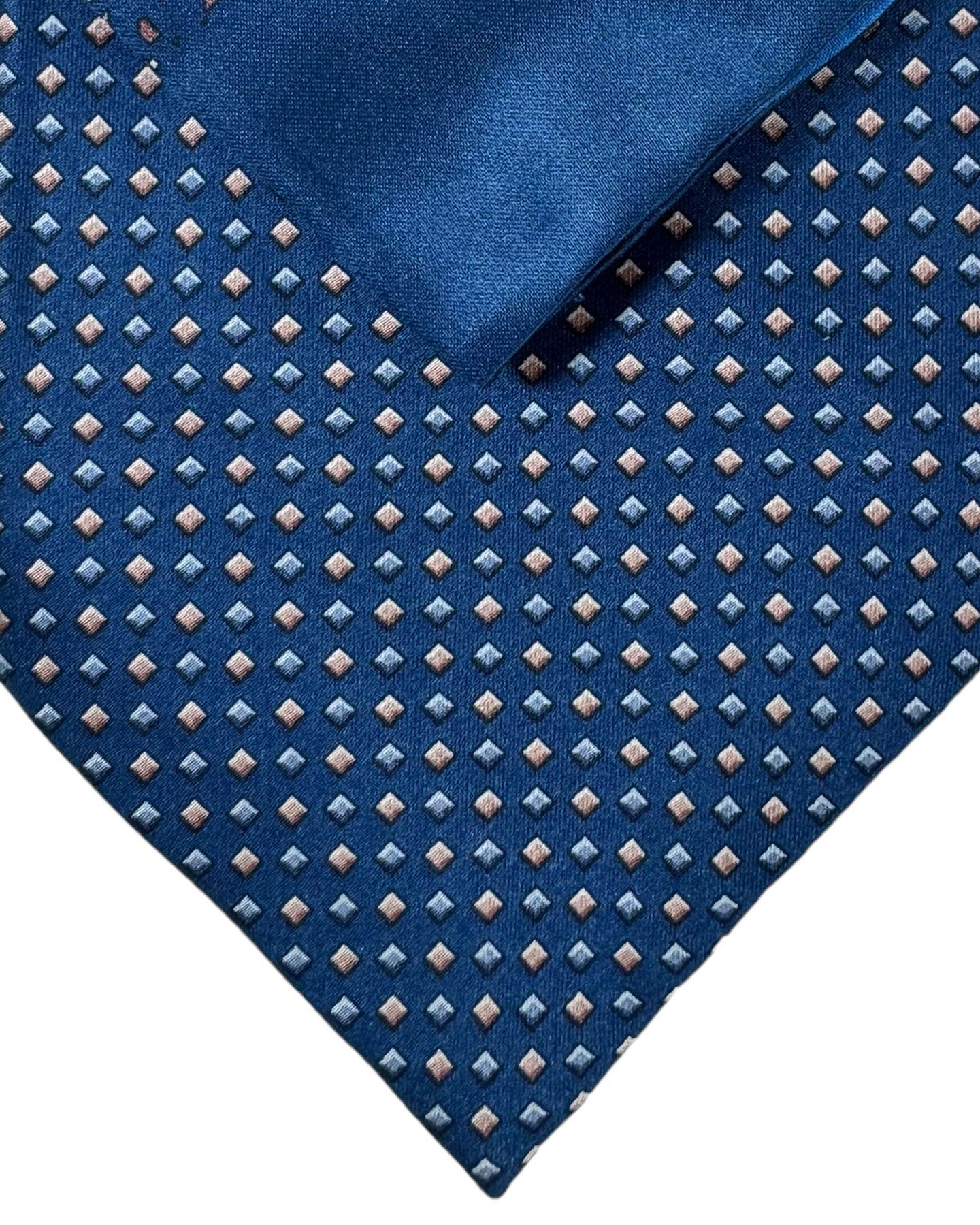 Zilli Tie & Matching Pocket Square Set Midnight Blue Mini Squares
