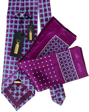 Zilli silk Tie & Matching Pocket Square Set 