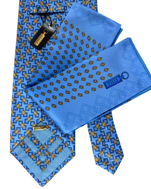 Zilli silk Tie & Matching Pocket Square Set 