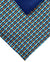 Zilli Tie & Matching Pocket Square Set Dark Blue Aqua Orange Gold Stripes