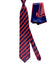 Zilli Tie & Matching Pocket Square Set Midnight Blue Red Pink Stripes