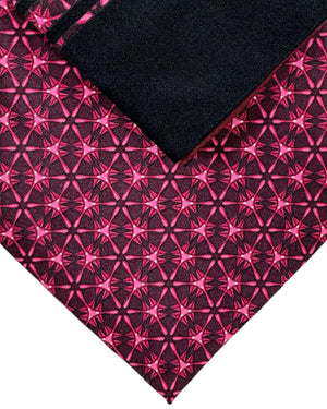 Zilli Tie & Matching Pocket Square Set Purple Magenta Geometric