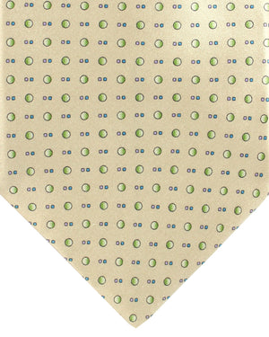 Zilli Silk Tie Cream Geometric Micro Shapes - Wide Necktie