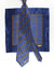 Zilli Silk Tie & Matching Pocket Square Set Blue Orange Brown Stripes Design