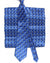 Zilli Silk Tie & Matching Pocket Square Set Blue Silver Geometric Design