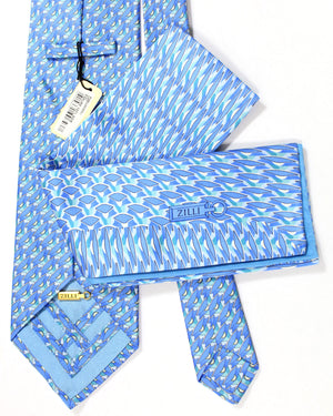 Zilli silk Tie & Matching Pocket Square Set 