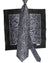 Zilli Tie & Matching Pocket Square Set Black Gray Ornamental Design