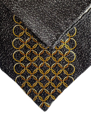 Zilli Tie & Pocket Square Set Black Orange Geometric Design