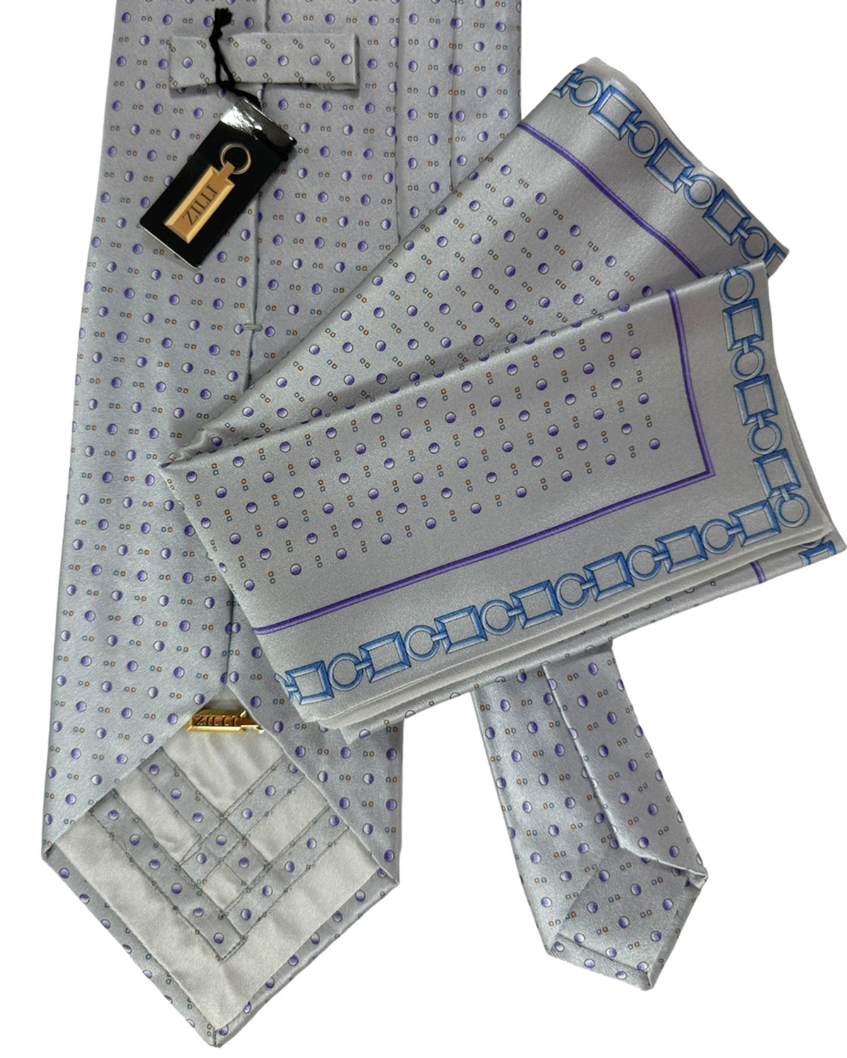 Zilli silk Tie & Matching Pocket Square Set