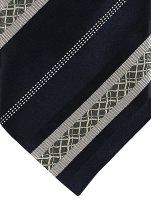 Zilli Silk Tie Black Gray Stripes - Wide Necktie