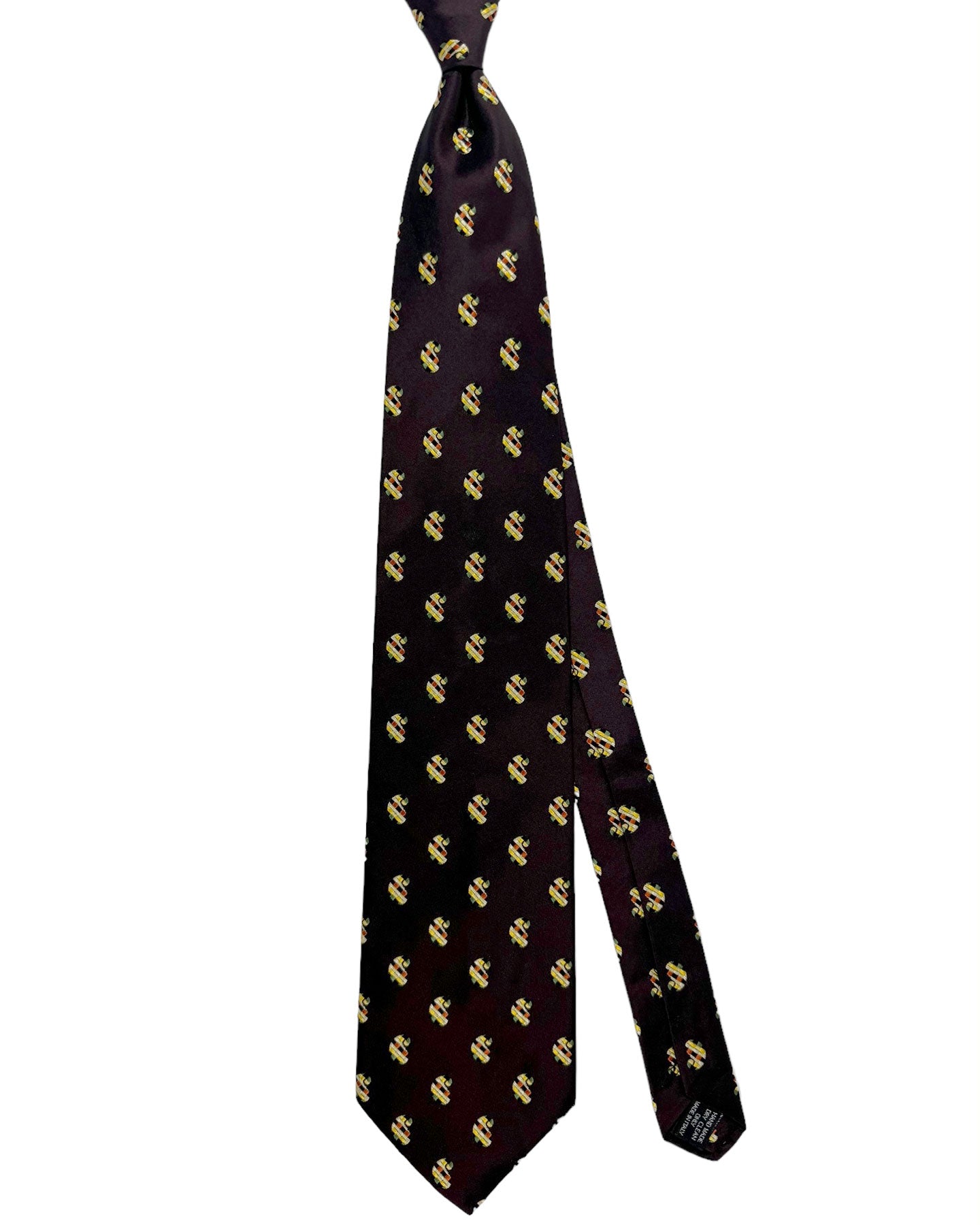 Zilli Silk Tie Black Green Brown Design - Wide Necktie