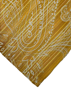 Zilli Silk Tie Mustard Gray Paisley - Wide Necktie