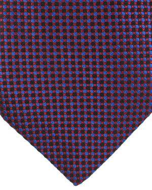 Zilli Extra Long Necktie Black Royal Blue Burgundy Geometric - Hand Made In Italy