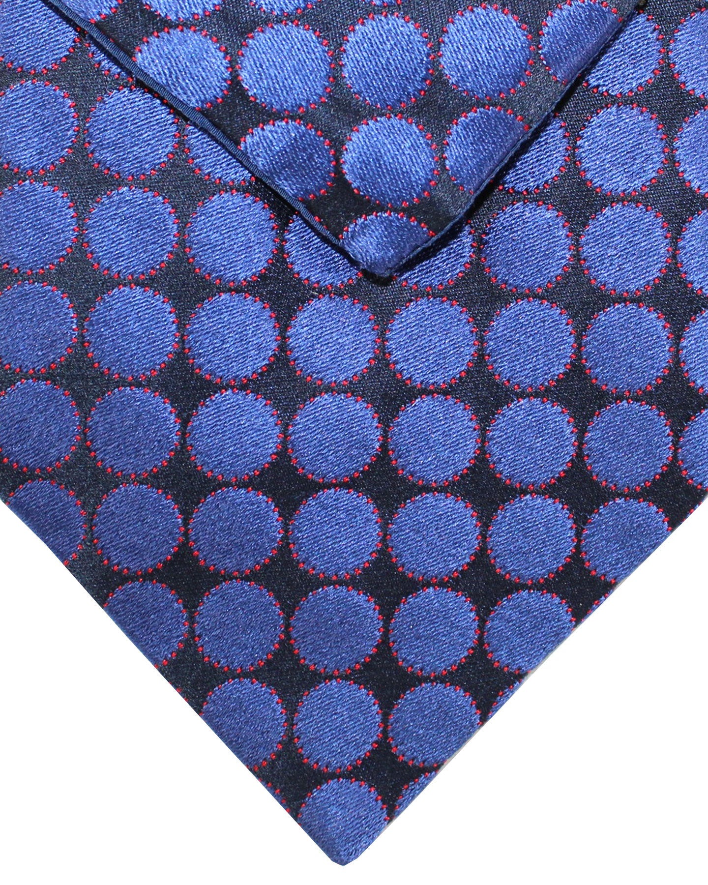 Zilli Silk Tie & Matching Pocket Square Set Dark Blue Pink Dark Gray Geometric