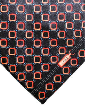 Zilli Silk Tie Black Blue Red Pink Geometric Design - Wide Necktie