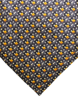 Zilli Silk Tie Black Gray Brown Geometric Design - Wide Necktie
