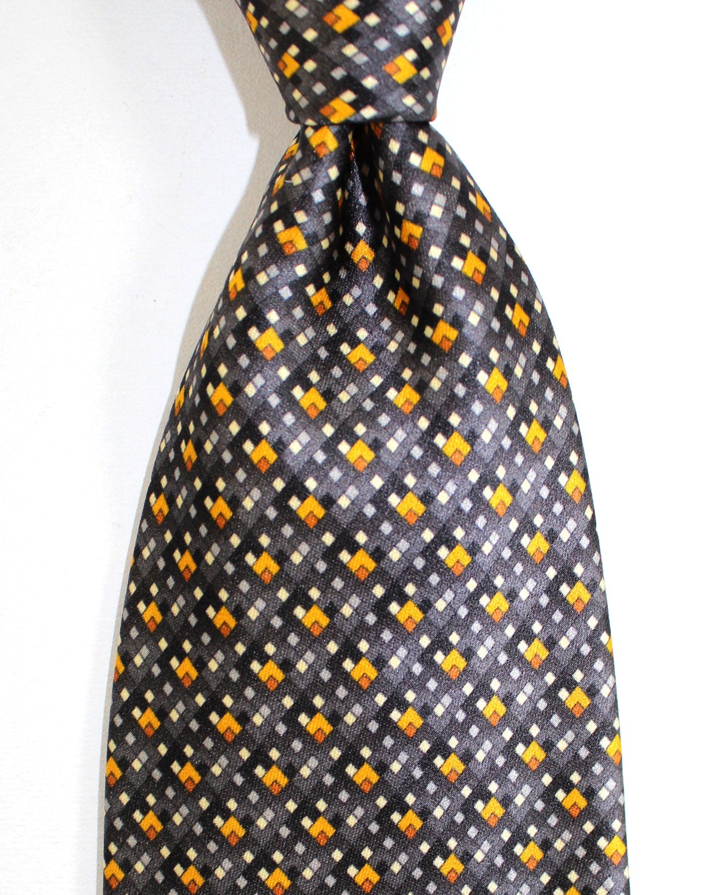 Zilli Silk Tie Black Gray Brown Geometric Design - Wide Necktie