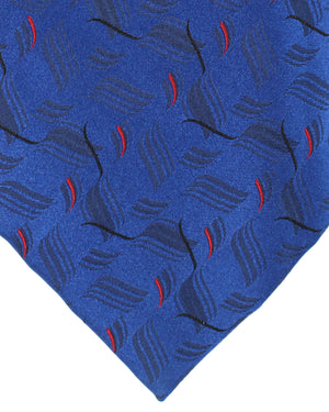 Zilli Silk Tie Dark Blue Red Design - Wide Necktie