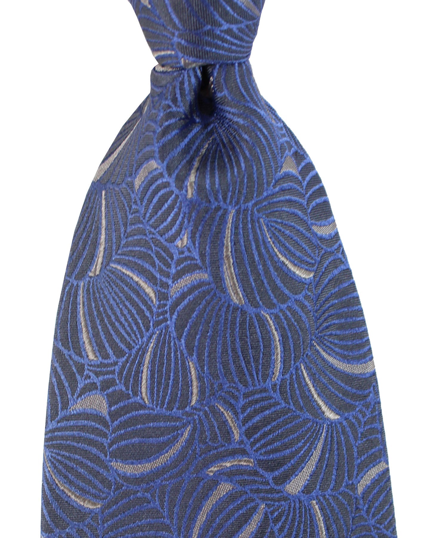 Zilli Silk Tie Midnight Blue Gray Design - Wide Necktie