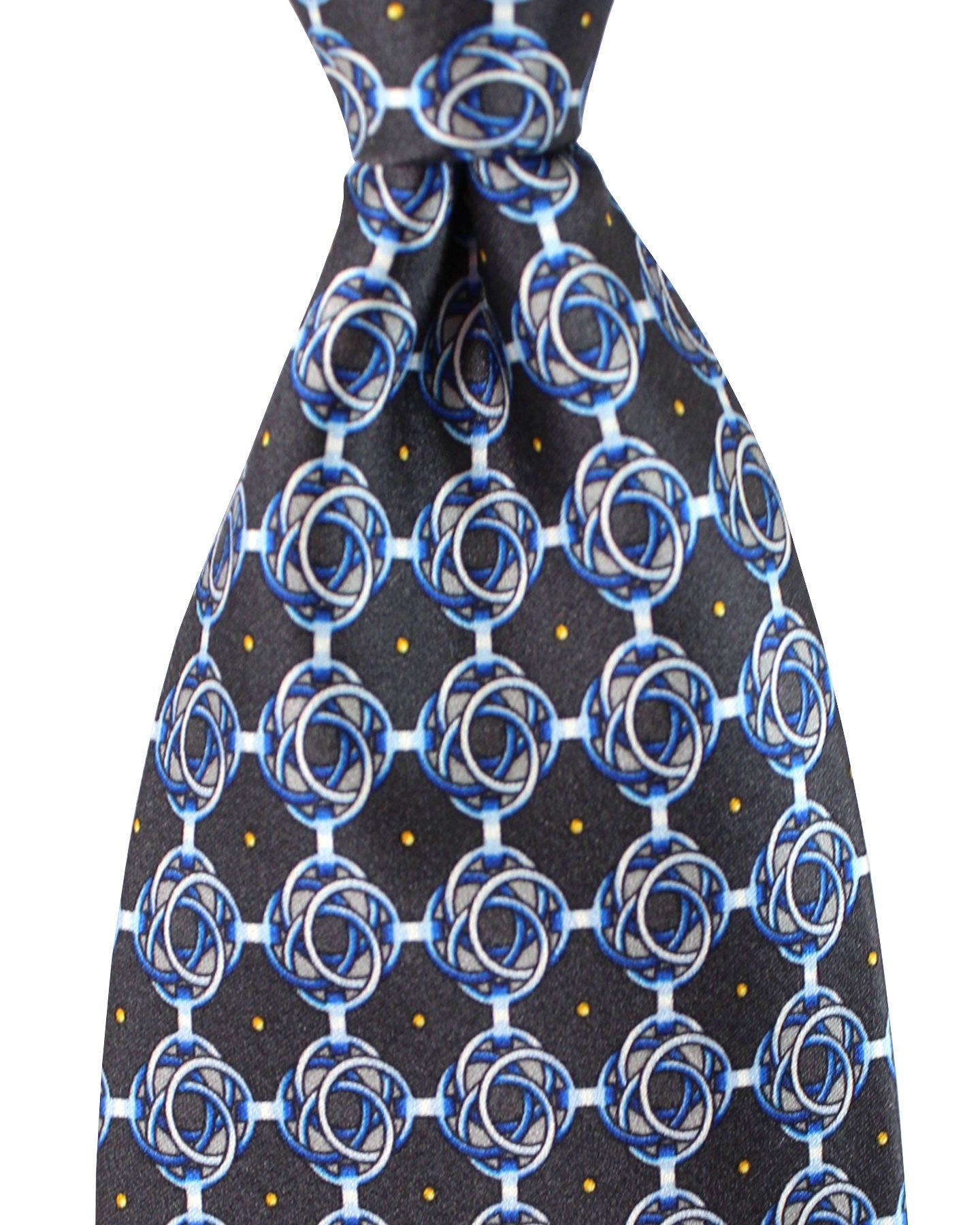 Zilli Silk Tie Black Blue Gray Geometric Design - Wide Necktie