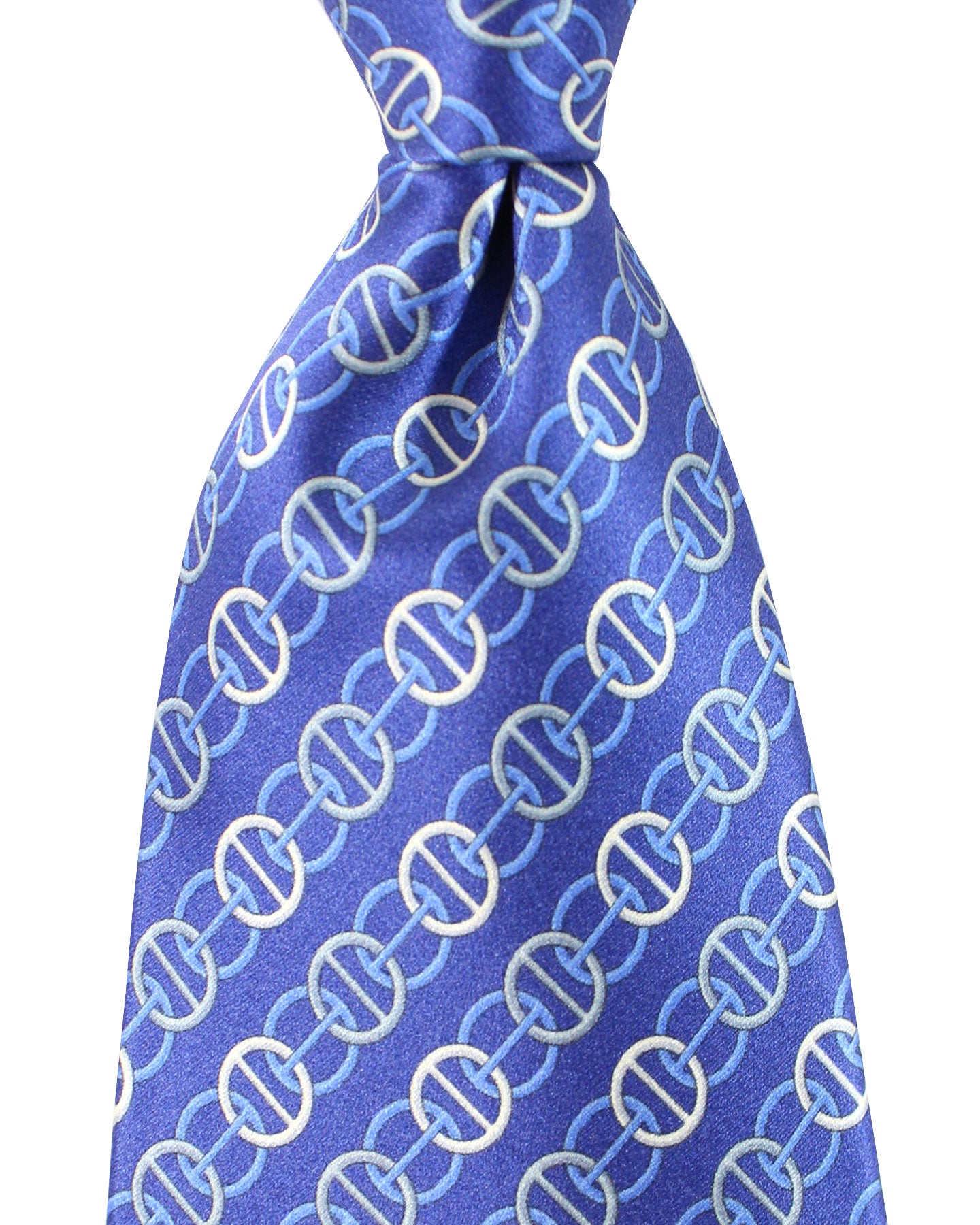 Zilli Silk Tie Dark Blue Gray Silver Stripes Geometric Design - Wide Necktie
