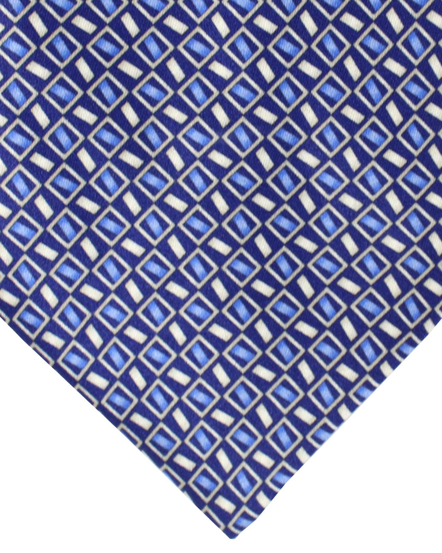 Zilli Silk Tie Navy Blue Geometric Design - Wide Necktie