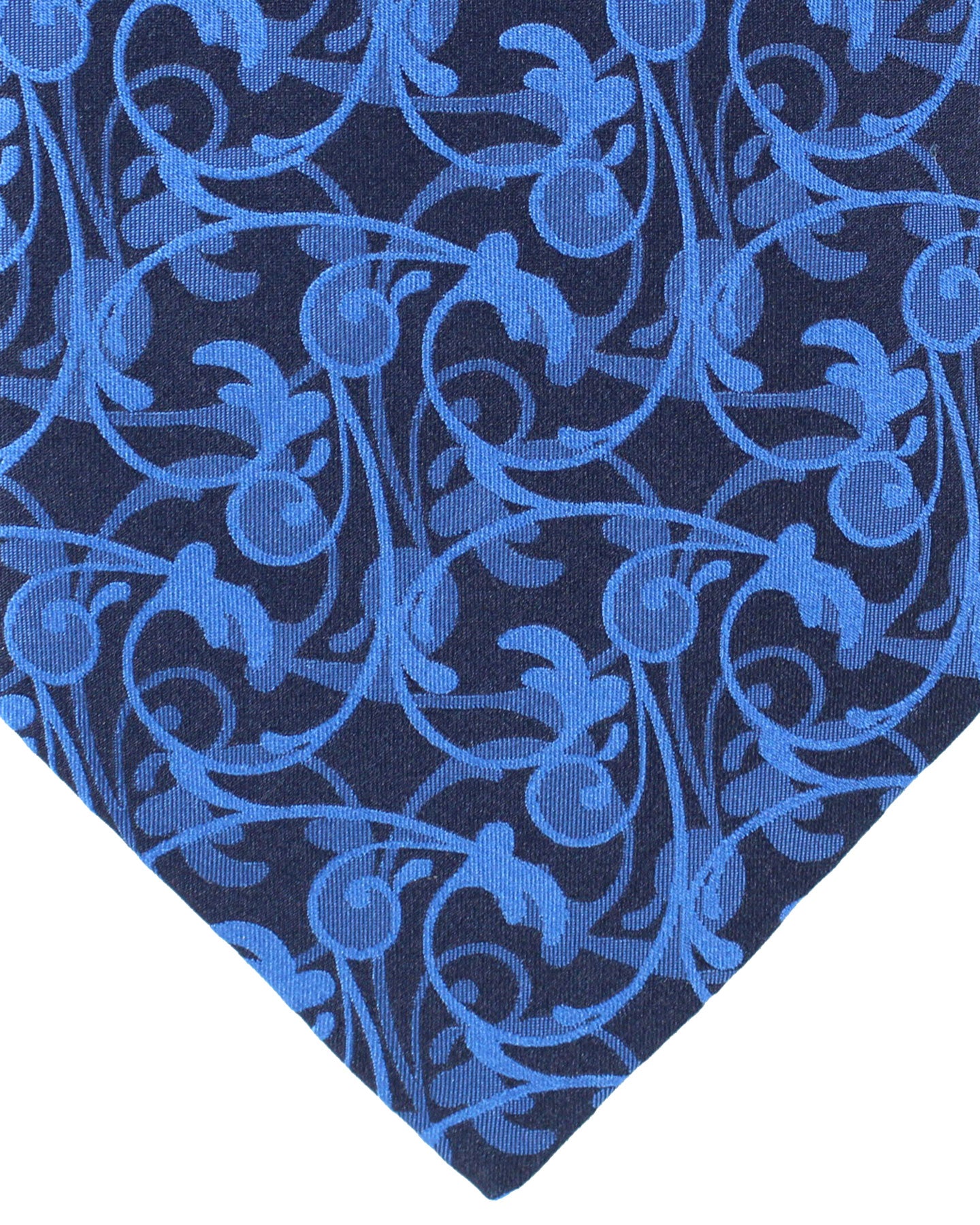 Zilli Silk Tie Dark Blue Blue Ornamental Design - Wide Necktie