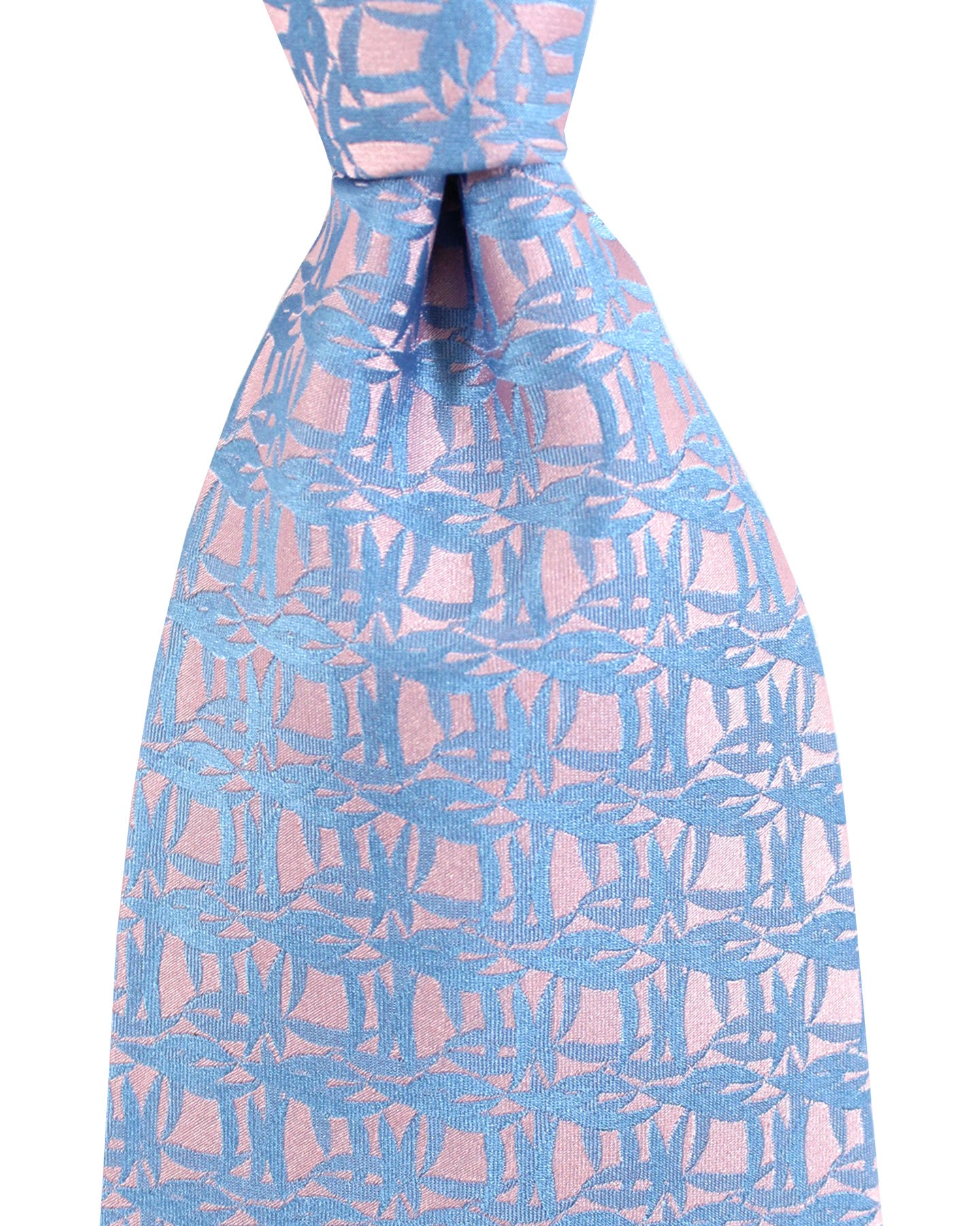 Zilli Paris Tie Pink Sky Blue Design - Wide Necktie