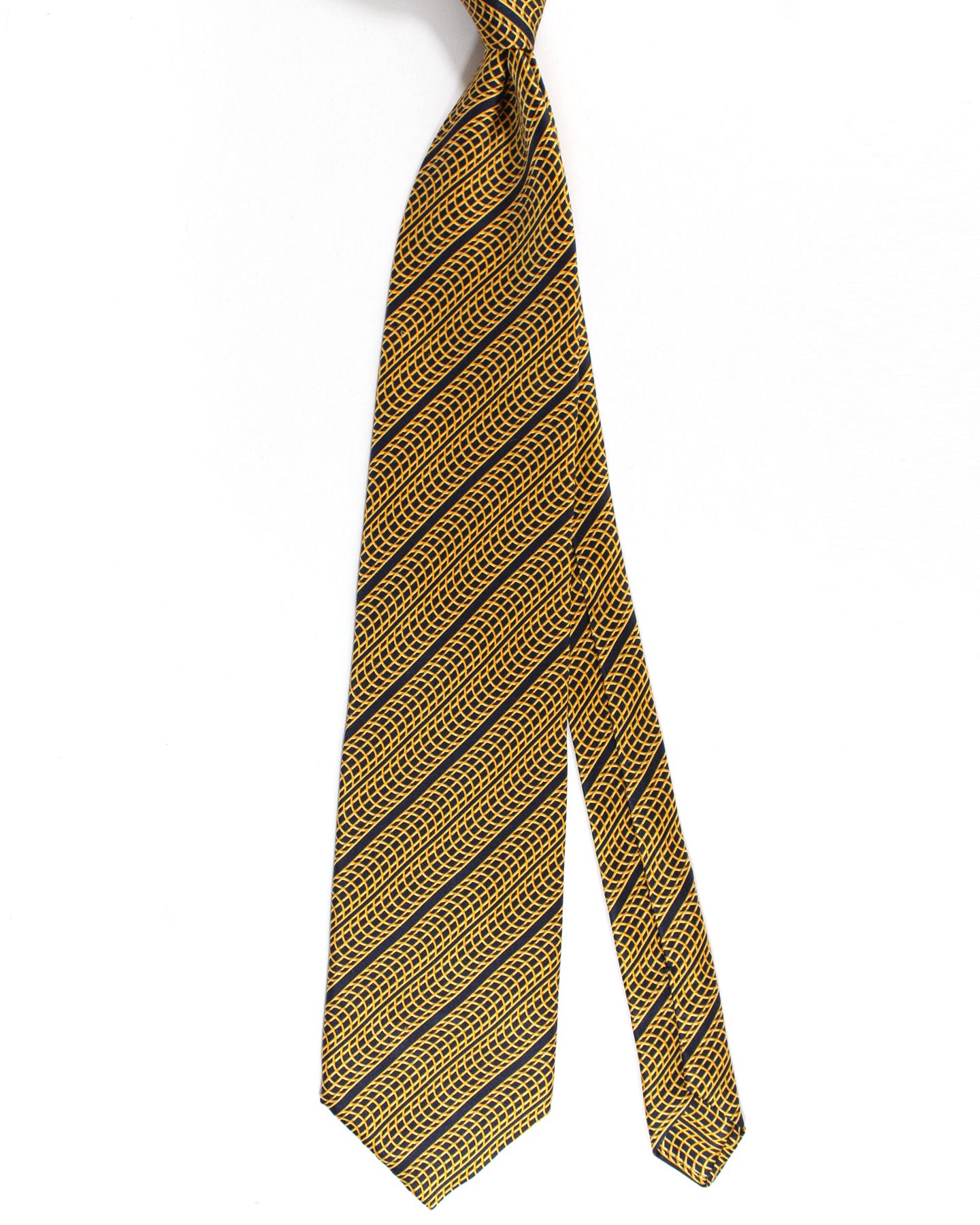 Zilli Paris Tie Black Brown Gold Stripes Design - Wide Necktie