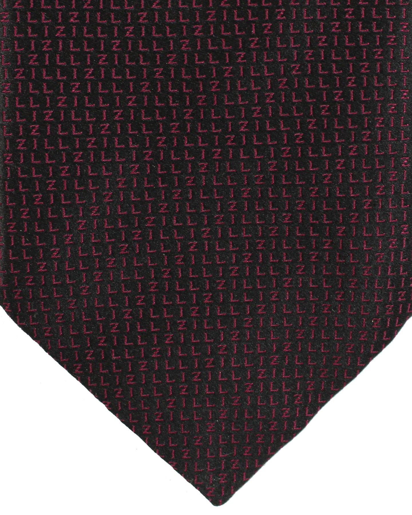 Zilli Paris Tie Black Burgundy Logo Design - Wide Necktie