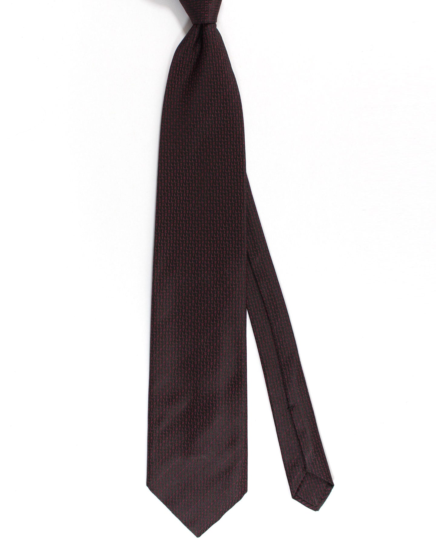 Zilli Paris Tie Black Burgundy Logo Design - Wide Necktie