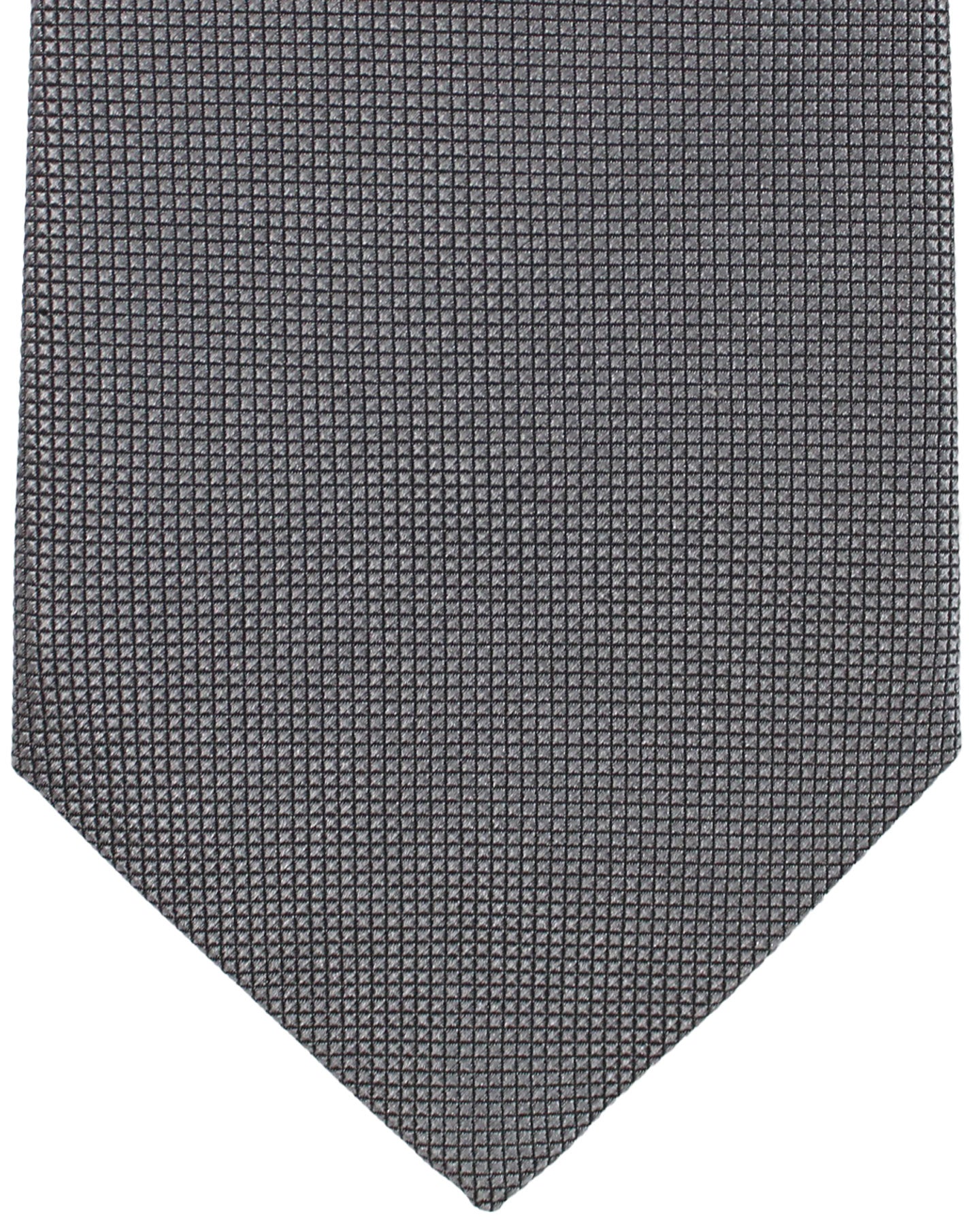 Zilli Silk Sevenfold Tie Charcoal Gray Micro Check